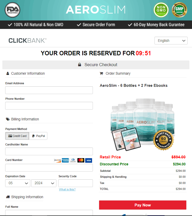 aeroslim  Order Page